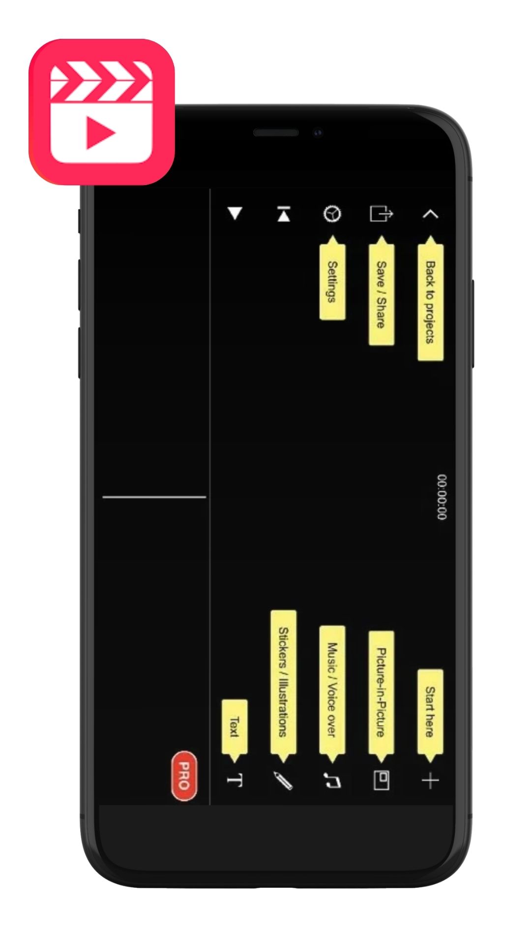 UI of Filmmaker Pro to edit video